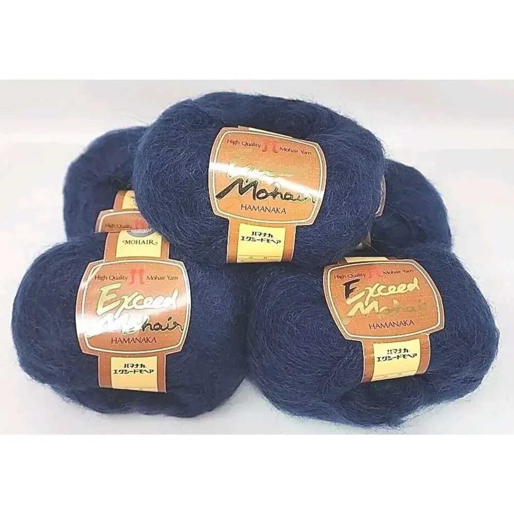 Hamanaka Exceed Mohair Wool Yarn Color 15 Dark Blue 40g Approx. 100m 5-ball set